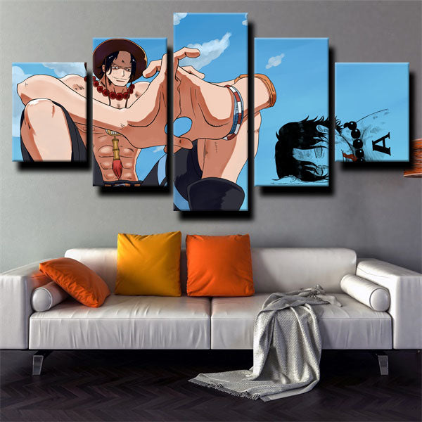 One Piece Portgas D. Ace Blue Canvas Wall Art