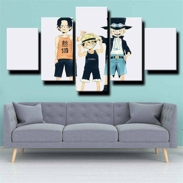 One Piece Portgas D. Ace Childhood White Canvas Wall Art