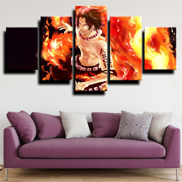 One Piece Portgas D. Ace Fire Canvas Wall Art