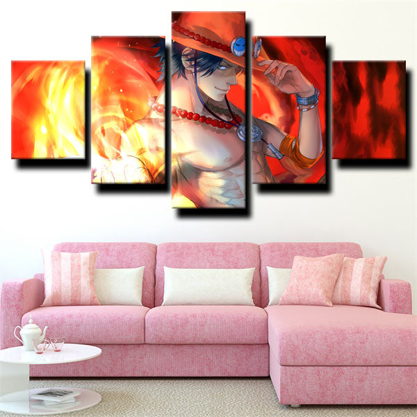 One Piece Portgas D. Ace Red Canvas Wall Art