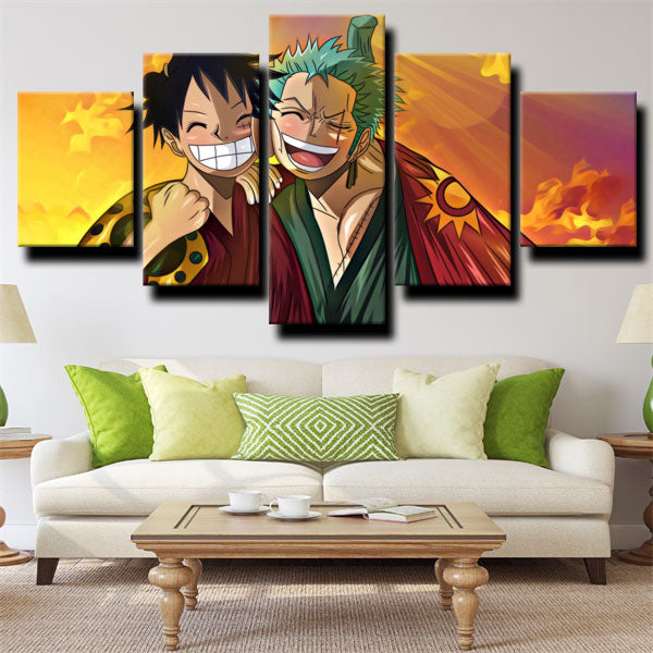 One Piece Roronoa Zoro And Monkey D. Luffy Canvas Wall Art
