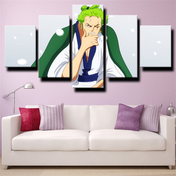 One Piece Roronoa Zoro White Canvas Wall Art