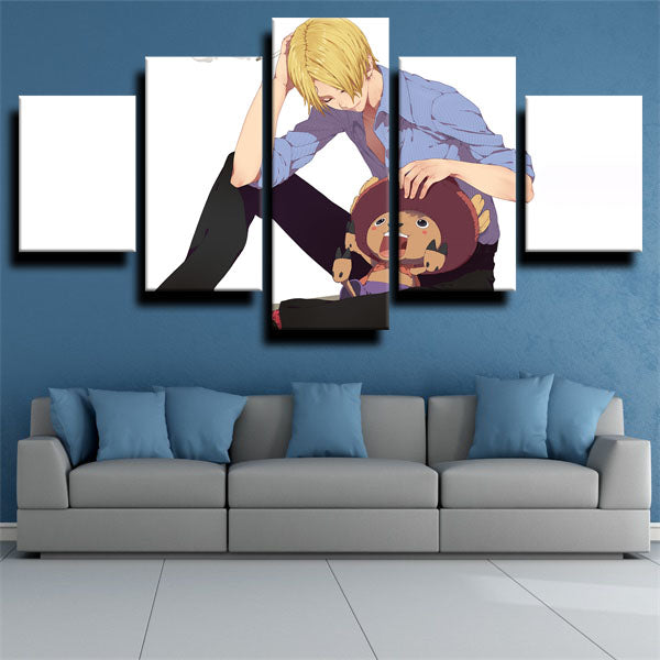 One Piece Sanji And Tony Tony Chopper White Painting Canvas Wall Art