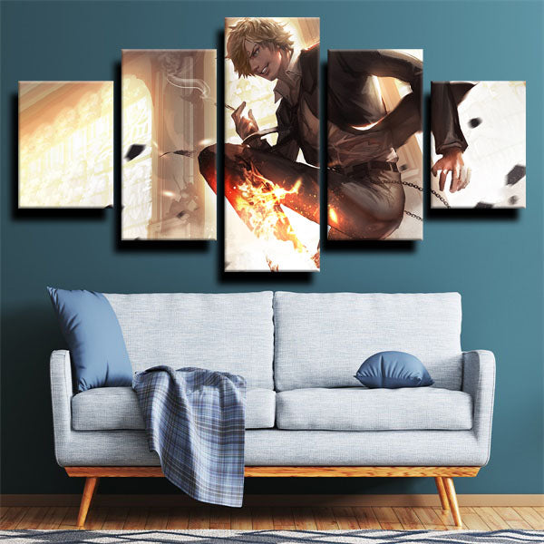 One Piece Sanji Fire Canvas Wall Art