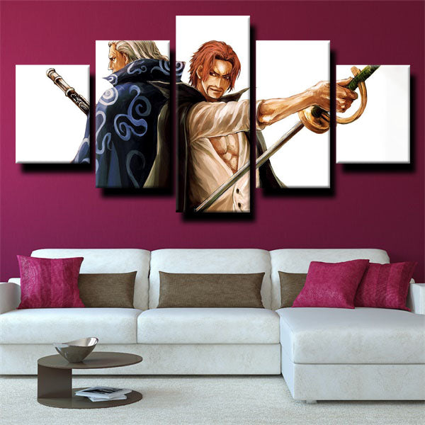 One Piece Shanks And Benn Beckman Shanks White Canvas Wall Art