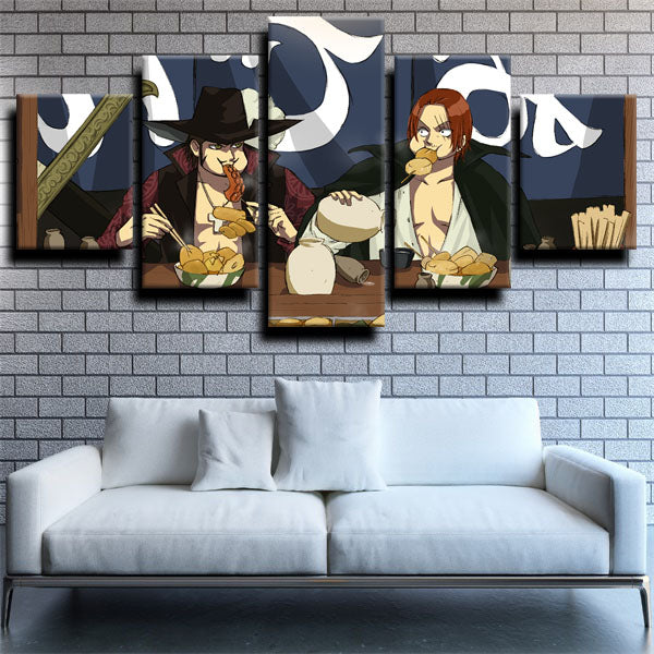 One Piece Shanks And Dracule Mihawk Eat Canvas Wall Art