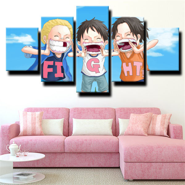One Piece Straw Hat Luffy Blue Canvas Wall Art