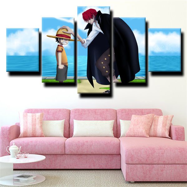One Piece Straw Hat Luffy Blue Canvas Wall Art