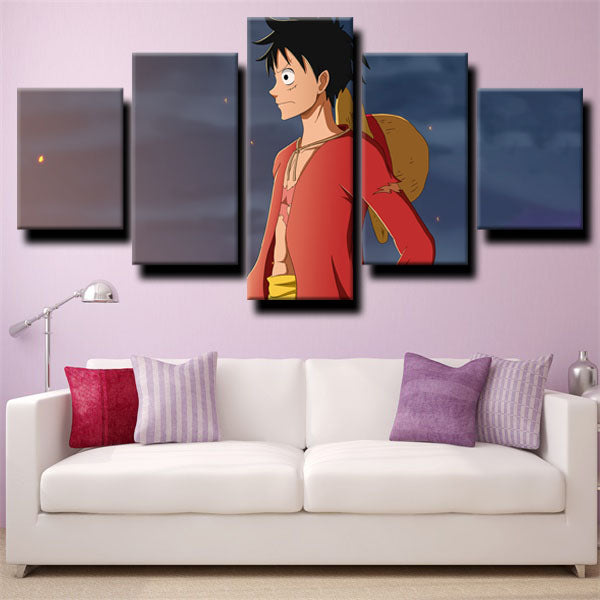 One Piece Straw Hat Luffy Gray Canvas Wall Art