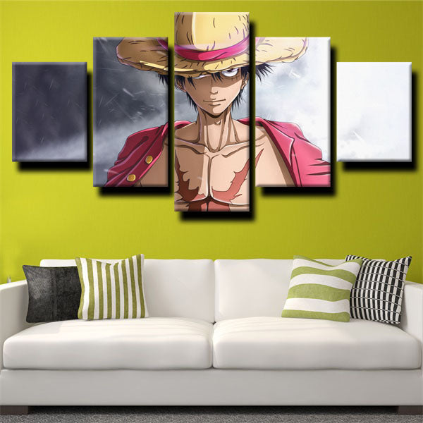 One Piece Straw Hat Luffy Gray Canvas Wall Art