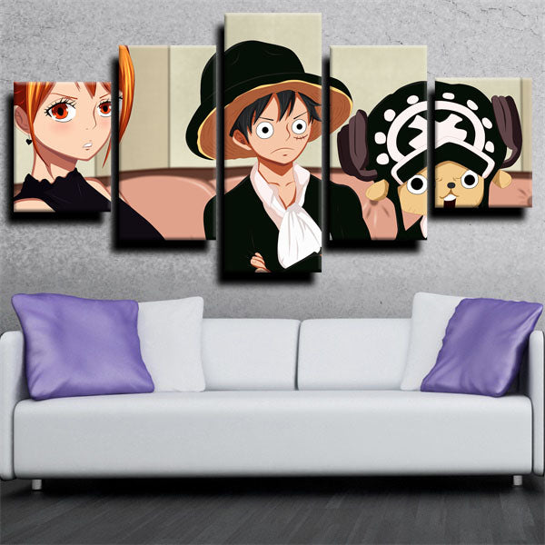 One Piece Straw Hat Luffy Light Grey Canvas Wall Art