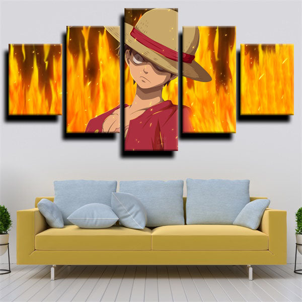 One Piece Straw Hat Luffy Orange Canvas Wall Art