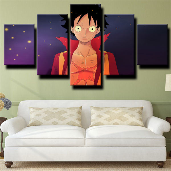 One Piece Straw Hat Luffy Purple Canvas Wall Art