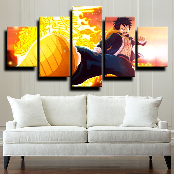 One Piece Straw Hat Luffy Yellow Canvas Wall Art