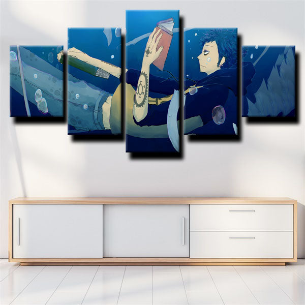 One Piece Trafalgar Law Blue Canvas Wall Art