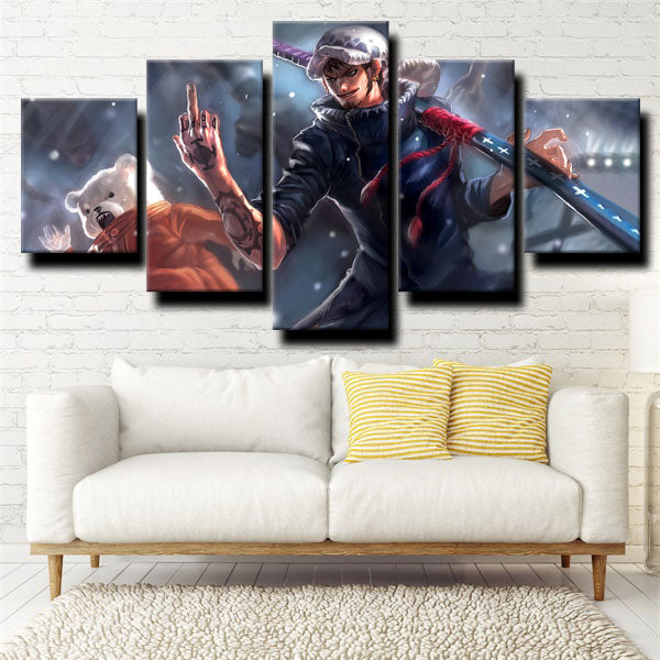 One Piece Trafalgar Law Gray Canvas Wall Art