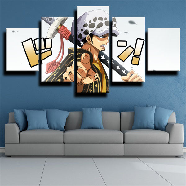 One Piece Trafalgar Law White Canvas Wall Art