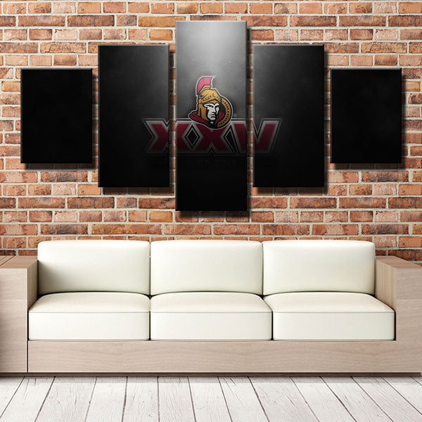 Ottawa Senators Black Light Emblem Canvas Wall Art