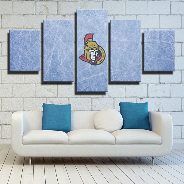 Ottawa Senators Powder Blue Ice Emblem Canvas Wall Art