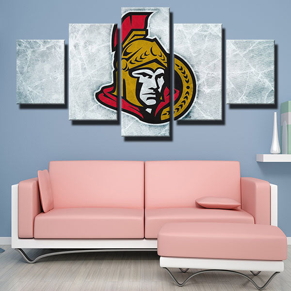 Ottawa Senators Scratched Ice Emblem Canvas Wall Art