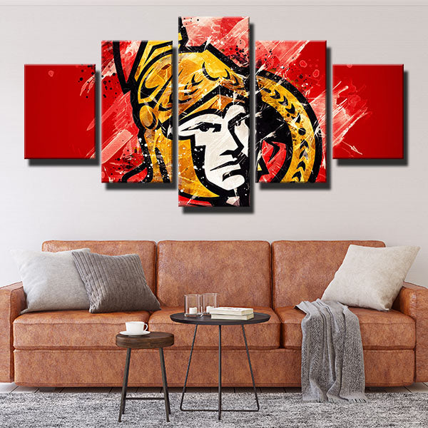 Ottawa Senators Watercolor Emblem Canvas Wall Art