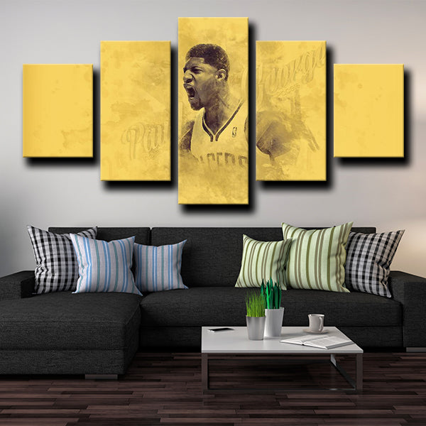 Pacers Forward Playoff P Paul George Gold Canvas Wall Art