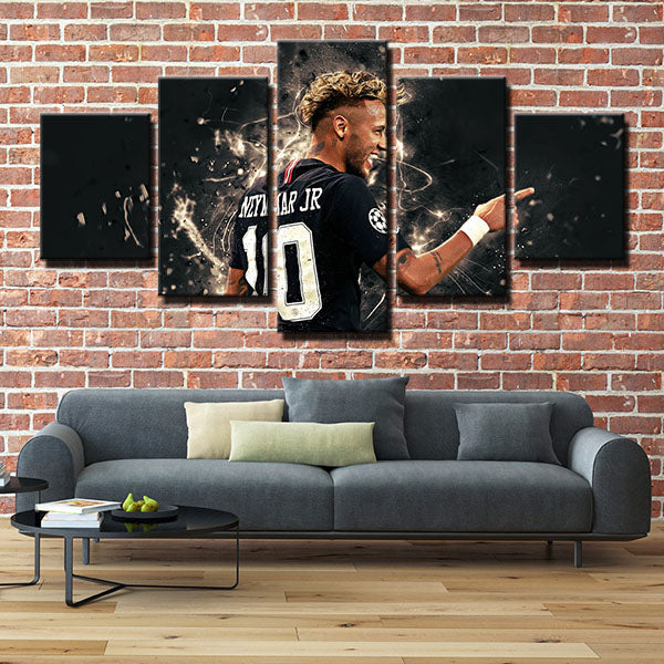Paris Saint-Germain Fc Forward Neymar Black Canvas Wall Art