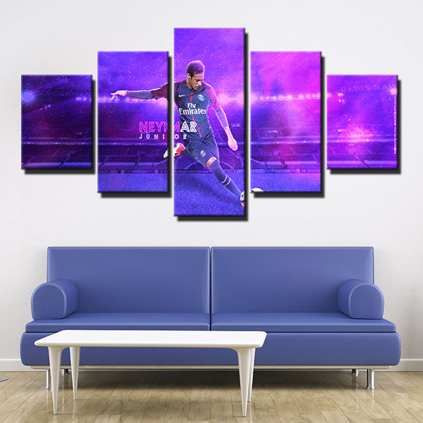 Paris Saint-Germain Fc Forward Neymar Purple Canvas Wall Art