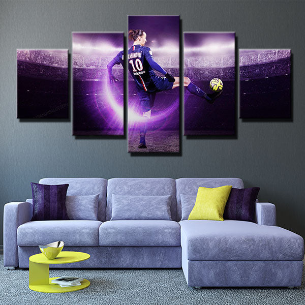 Paris Saint-Germain Fc Forward Zlatan Ibrahimovic Purple Canvas Wall Art
