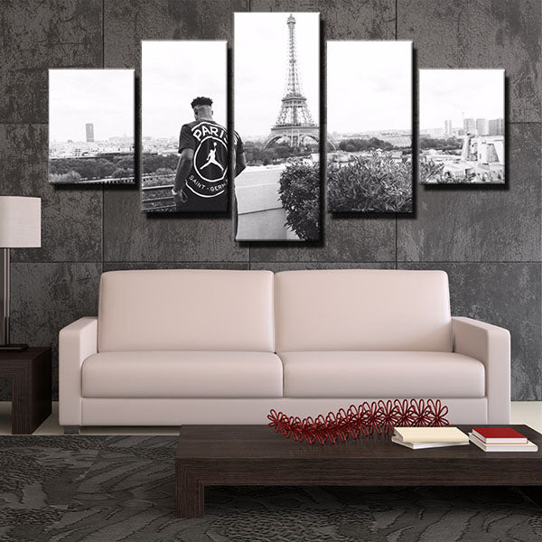 Paris Saint-Germain Fc Gray Back Shadow Canvas Wall Art