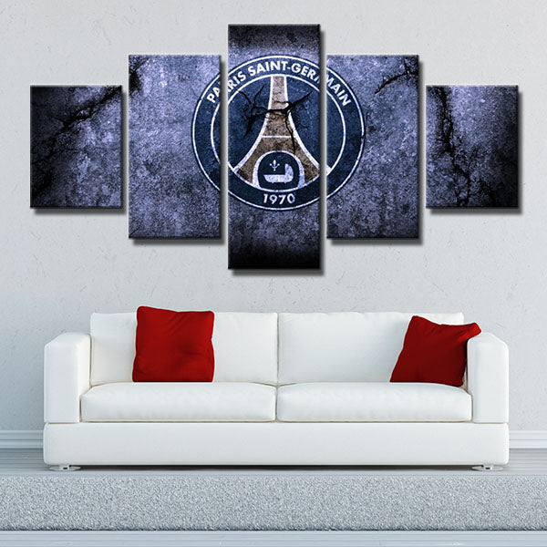 Paris Saint-Germain Fc Wall Crack Emblem Canvas Wall Art