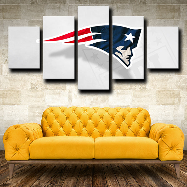Patriots Logo Badge White Canvas Wall Art