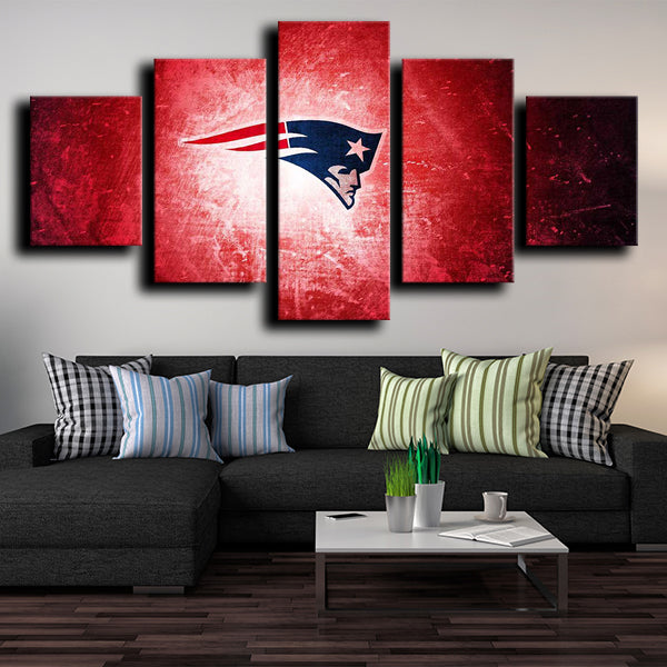 Patriots Logo Crest Red Canvas Wall Art