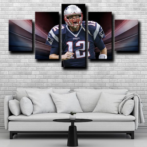 Patriots Quarterback Amazing Tom Brady Black Canvas Wall Art