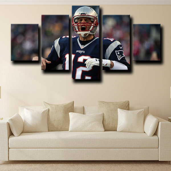 Patriots Quarterback Amazing Tom Brady Black Canvas Wall Art