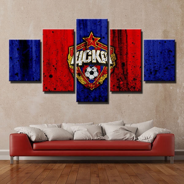 Pfc Cska Moscow Black Spot Emblem Canvas Wall Art