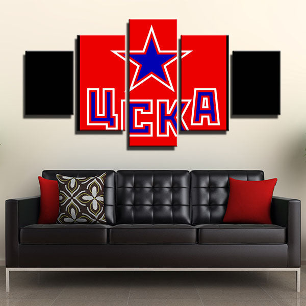 Pfc Cska Moscow Red And Black Emblem Canvas Wall Art