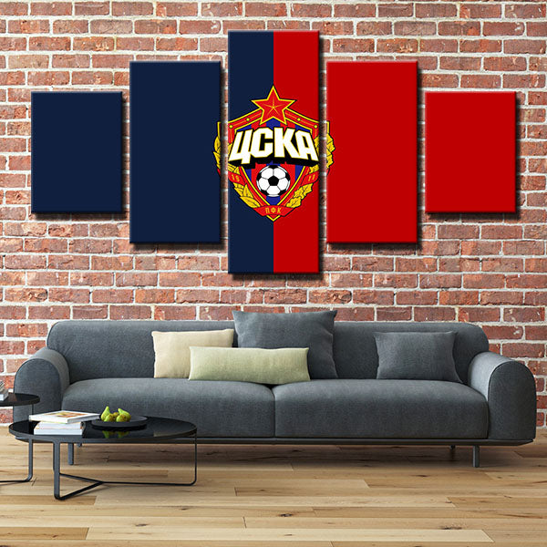 Pfc Cska Moscow Red And Blue Emblem Canvas Wall Art