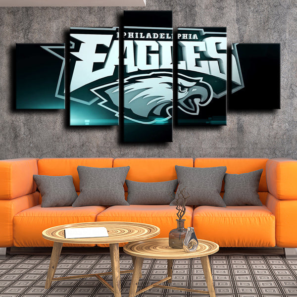 Philadelphia Eagles Logo Badge Black Canvas Wall Art