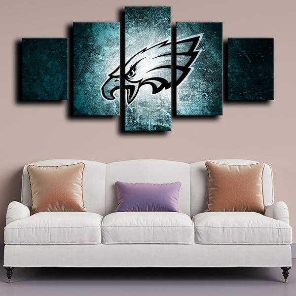 Philadelphia Eagles Logo Badge Black Canvas Wall Art
