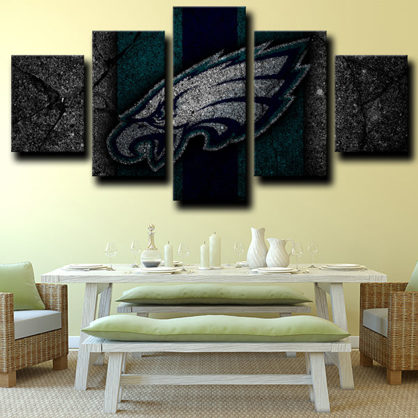 Philadelphia Eagles Logo Black Canvas Wall Art