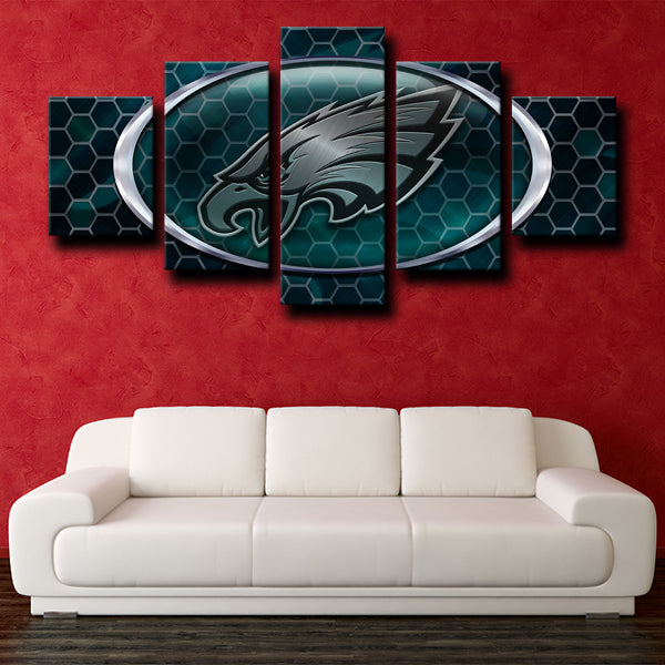 Philadelphia Eagles Logo Emblem Black Canvas Wall Art