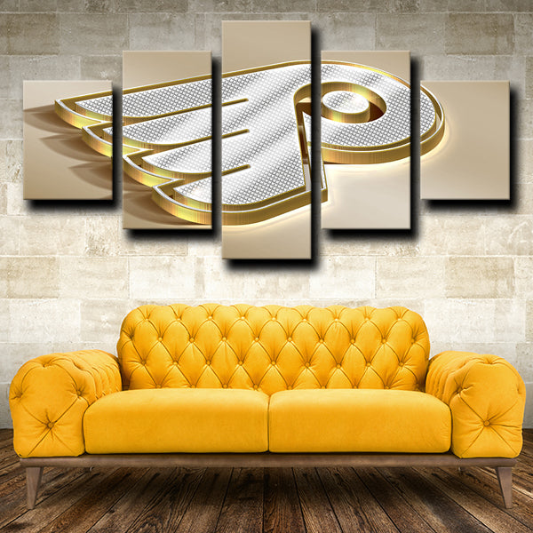Philadelphia Flyers Logo Gold Canvas Wall Art