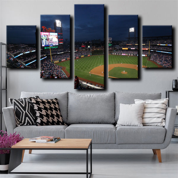 Philadelphia Phillies Baseball Field Badge Canvas Wall Art