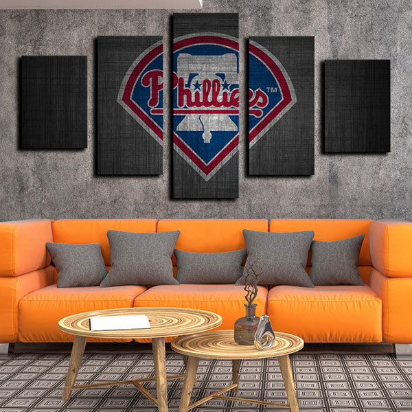 Philadelphia Phillies Black Emble Canvas Wall Art