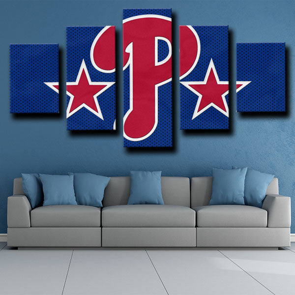 Philadelphia Phillies Blue And Red Emblem Canvas Wall Art