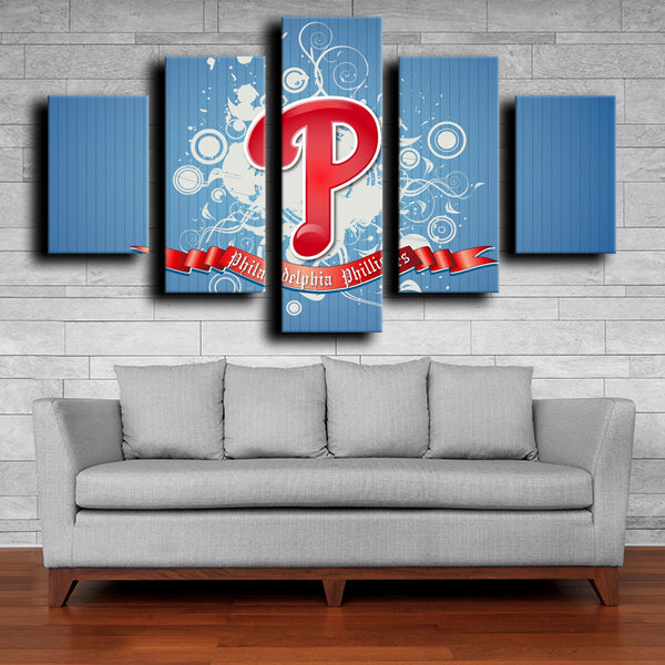 Philadelphia Phillies Blue Stripe Emblem Canvas Wall Art