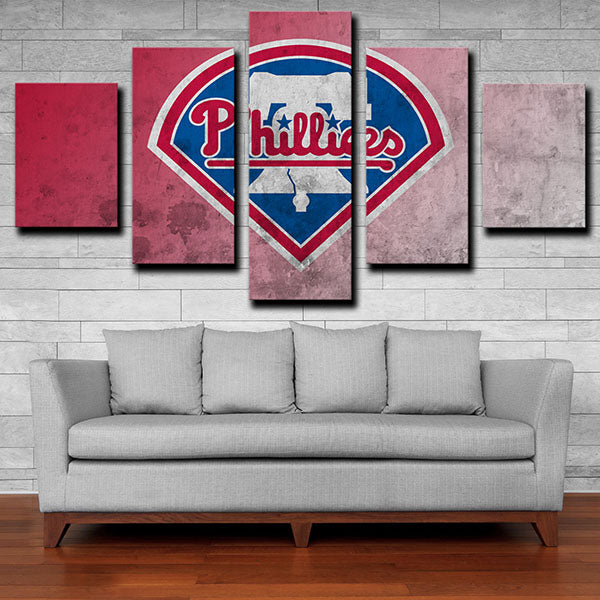 Philadelphia Phillies Red Gradient Badge Canvas Wall Art