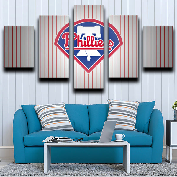Philadelphia Phillies Stripe Emblem Canvas Wall Art