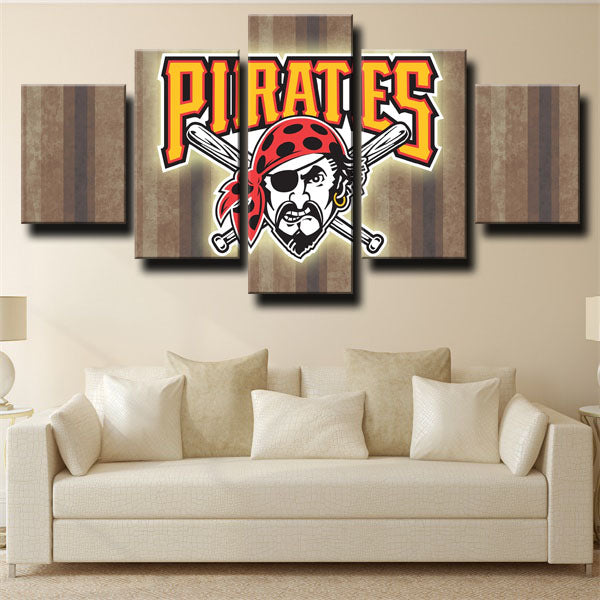 Pittsburgh Pirates Vertical Stripes Emblem Canvas Wall Art